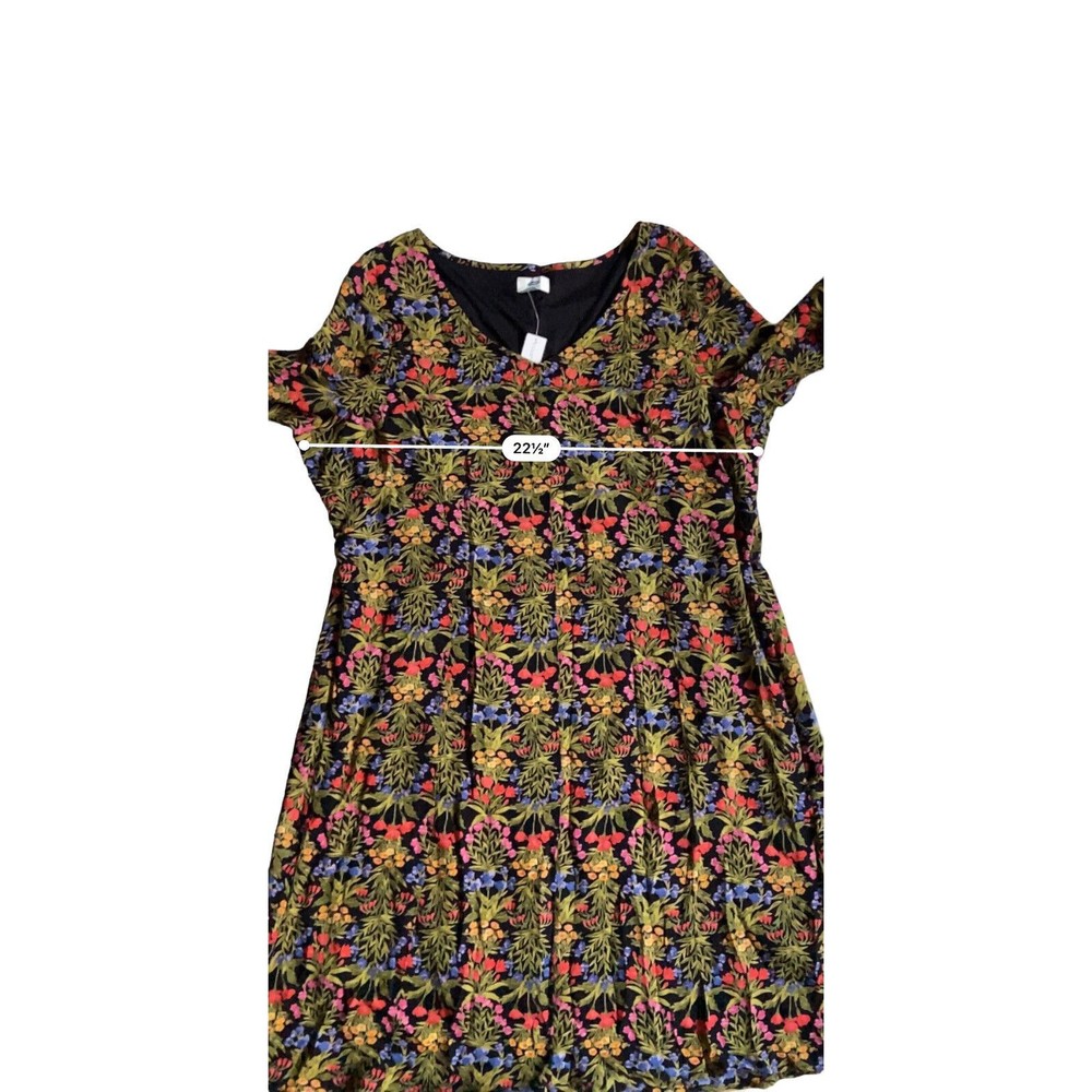 Old Navy Womens Crepe Swing Dress Size 2XL Black Floral Long Bell Sleeves Lined - Picture 10 of 13